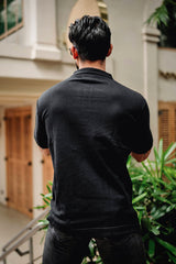 Molassa Black Knitted Cotton Polo T-Shirt