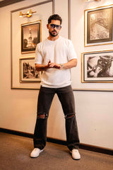 Candy White Knitted Cotton T-Shirt