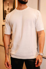 Candy White Knitted Cotton T-Shirt