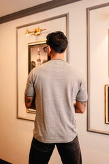 Drift Grey Melange Knitted Cotton T-Shirt