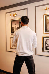 Tulips White Knitted Cotton Zipper Polo Full Sleeves T-Shirt