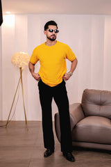 Turmeric Yellow Knitted Cotton T-Shirt