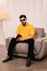 Turmeric Yellow Knitted Cotton T-Shirt