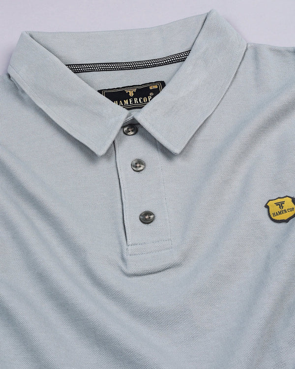 Cloud Grey Pique Pima Smooth Polo Tee