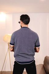 Liarko Navyblue With White Knitted Cotton T-Shirt