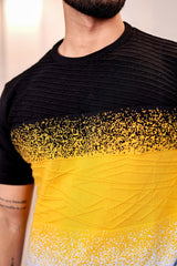 Flex Yellow Multicolour Knitted Cotton T-Shirt