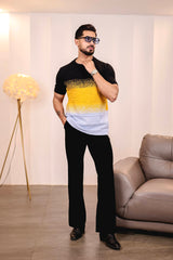 Flex Yellow Multicolour Knitted Cotton T-Shirt