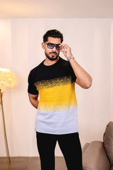 Flex Yellow Multicolour Knitted Cotton T-Shirt