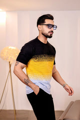 Flex Yellow Multicolour Knitted Cotton T-Shirt