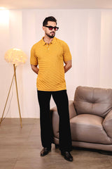 Butterscotch Yellow Knitted Cotton Polo T-Shirt