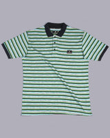 Hunter Green With Black Multicolor Striped Supersoft Smart Polo T-Shirt