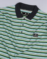 Hunter Green With Black Multicolor Striped Supersoft Smart Polo T-Shirt