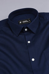 Dark blue creape solid cotton shirt