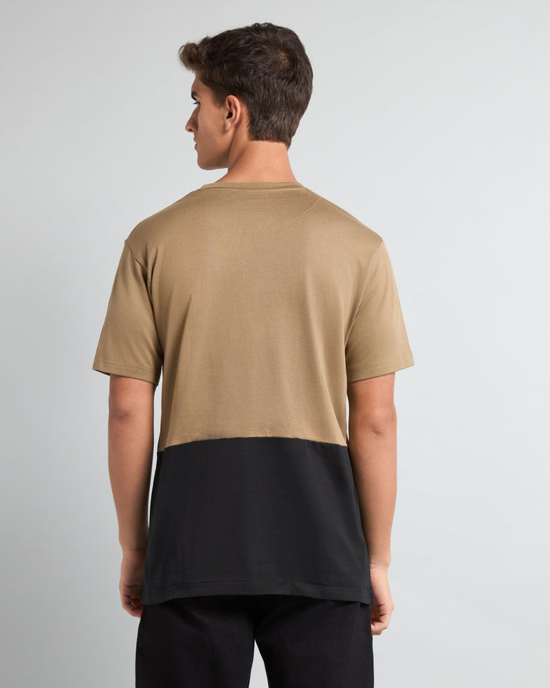 Dusty Olive With Black Premium Cotton Designer T-shirt