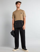 Dusty Olive With Black Premium Cotton Designer T-shirt