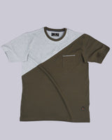 Crocodile Green With Gray Pique Pima Designer T-Shirt