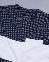 NavyBlue With White Printed Pique Pima Designer T-Shirt