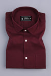 Vinous red creape solid cotton shirt