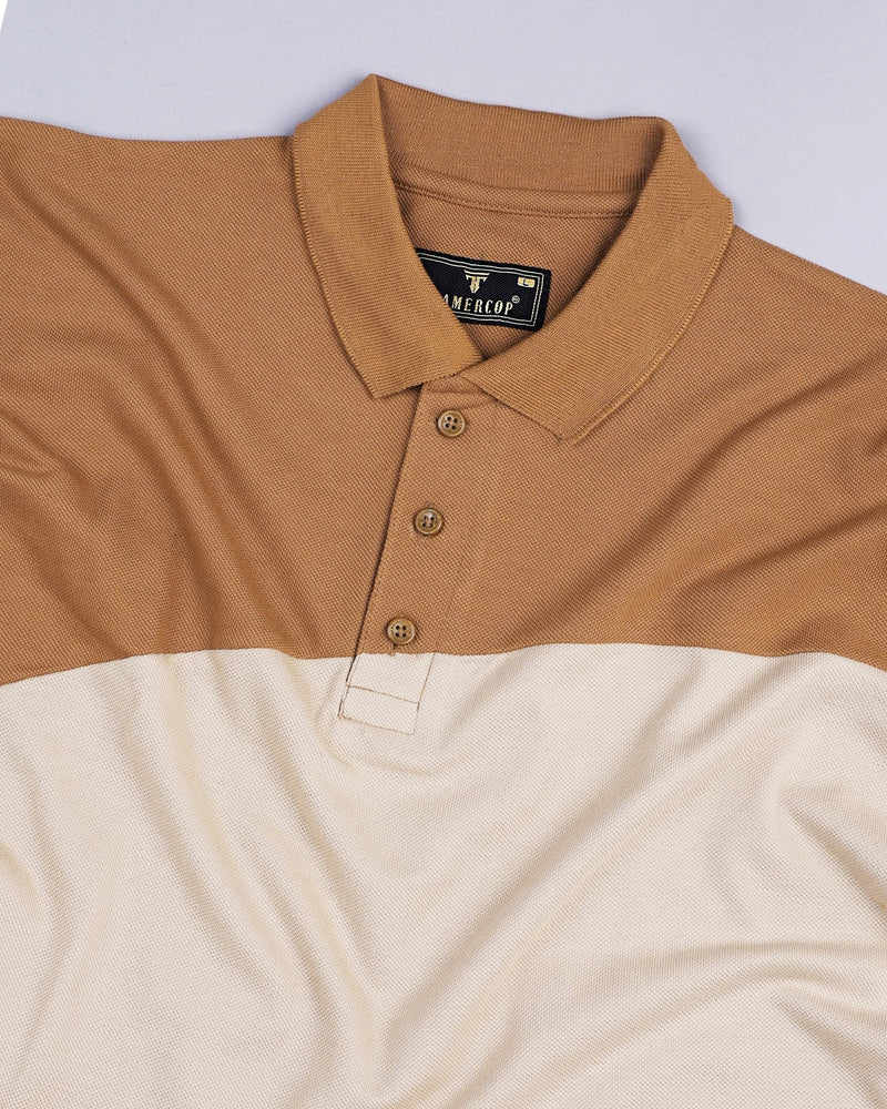 Copper Brown With Cream Pique Pima Designer T-Shirt