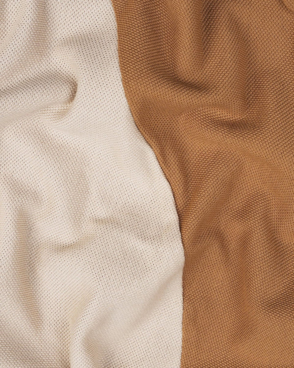 Copper Brown With Cream Pique Pima Designer T-Shirt