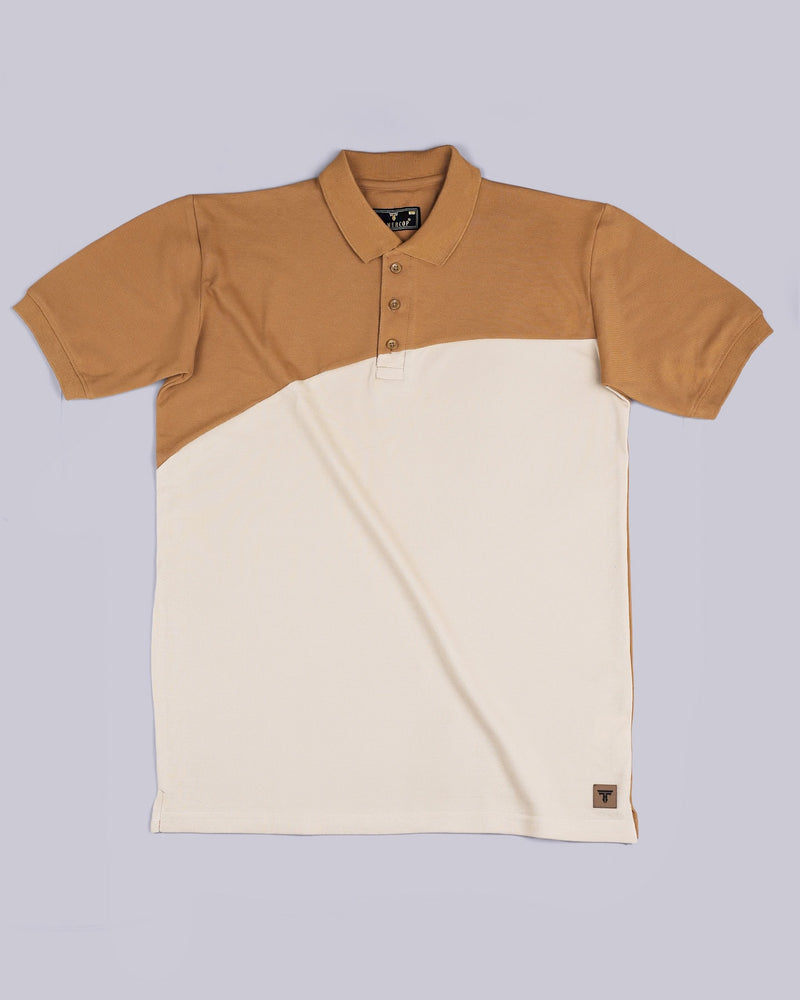 Copper Brown With Cream Pique Pima Designer T-Shirt