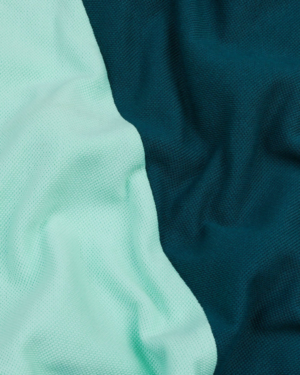 Seafoam Green With Peacock Blue Pique Pima Designer T-Shirt