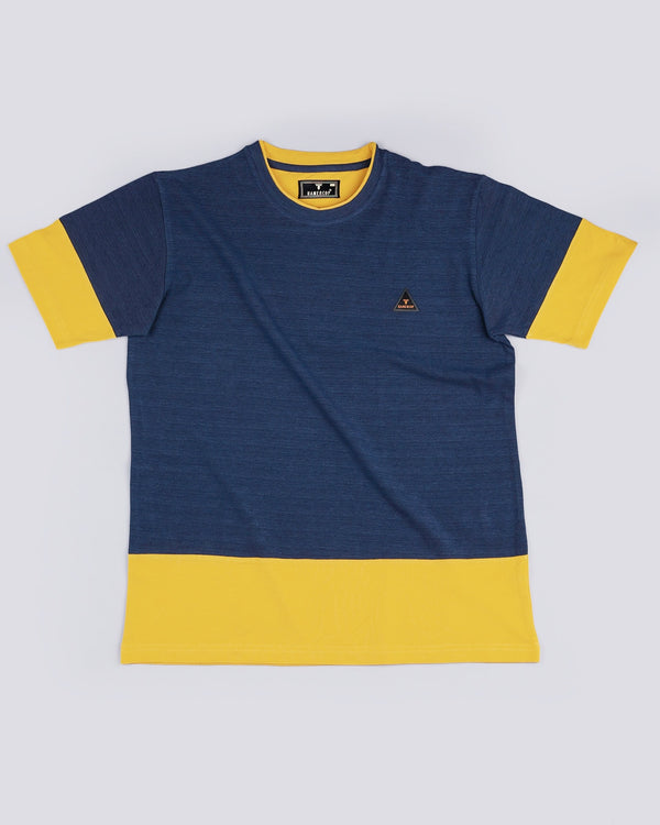 NavyBlue With Mustard Pique Pima Designer T-Shirt