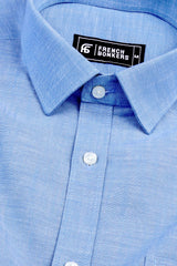Blue with white ruff texture cotton solid shirt