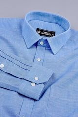 Blue with white ruff texture cotton solid shirt