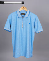 SkyBlue Supersoft Smart Zipper Polo T-Shirt