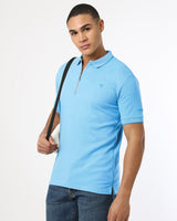 SkyBlue Supersoft Smart Zipper Polo T-Shirt