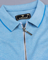 SkyBlue Supersoft Smart Zipper Polo T-Shirt