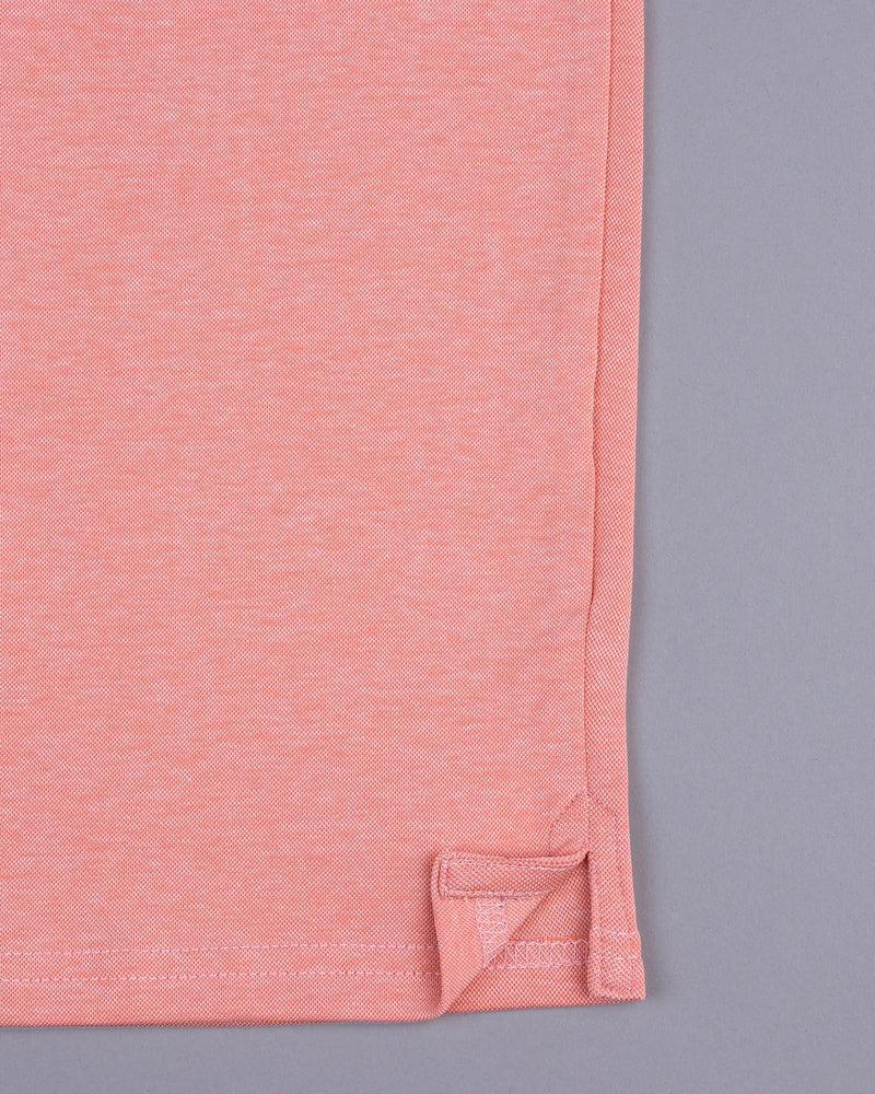 Coral Peach Supersoft Smart Zipper Polo T-Shirt
