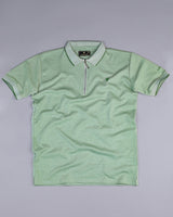 Dusty Green Supersoft Smart Zipper Polo T-Shirt