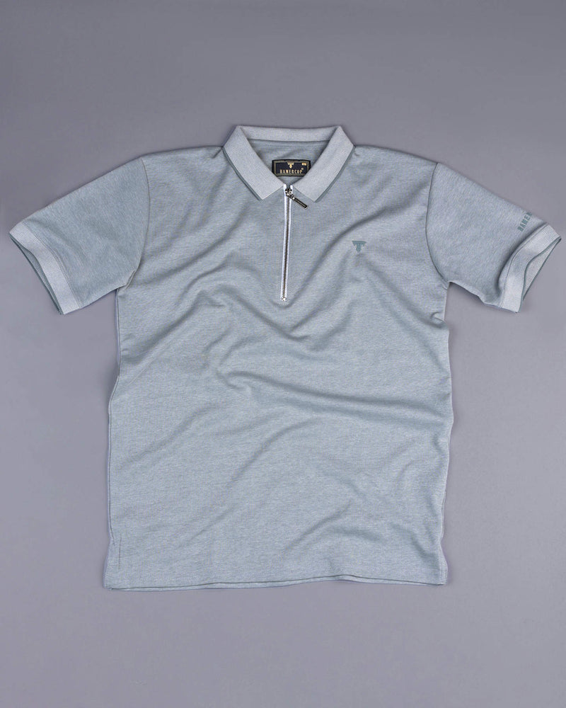 Rusty Gray Supersoft Smart Zipper Polo T-Shirt