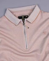 Sandstone Cream Supersoft Smart Zipper Polo T-Shirt