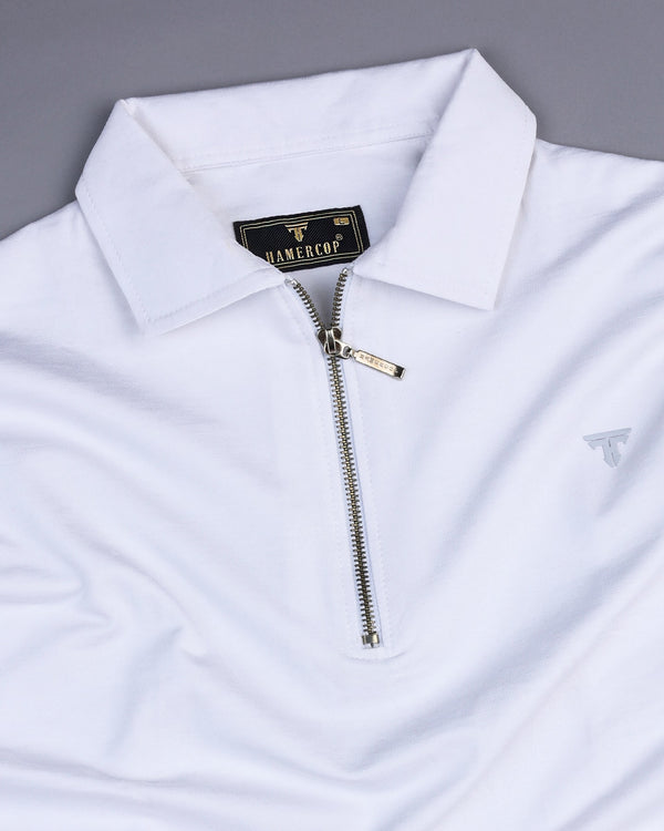 Bright White Supersoft Smart Zipper Polo T-Shirt