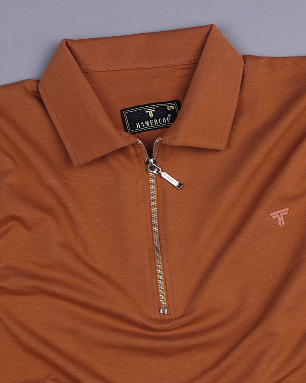 Alloy Orange Supersoft Smart Zipper Polo T-Shirt