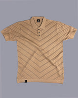 Ferrara Khaki Cream Knitted Cotton Polo T-Shirt