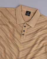 Ferrara Khaki Cream Knitted Cotton Polo T-Shirt