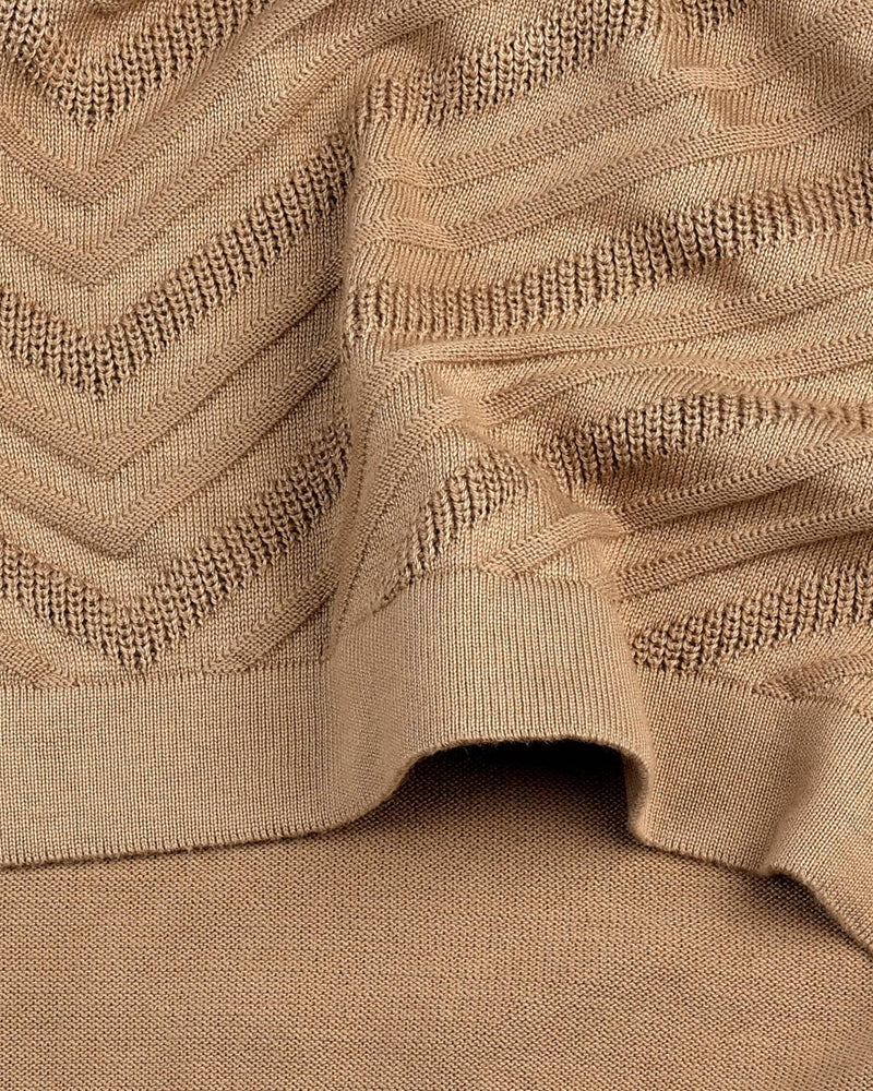 Ferrara Khaki Cream Knitted Cotton Polo T-Shirt