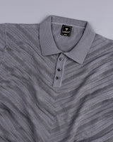 Ferrara Light Gray Knitted Cotton Polo T-Shirt