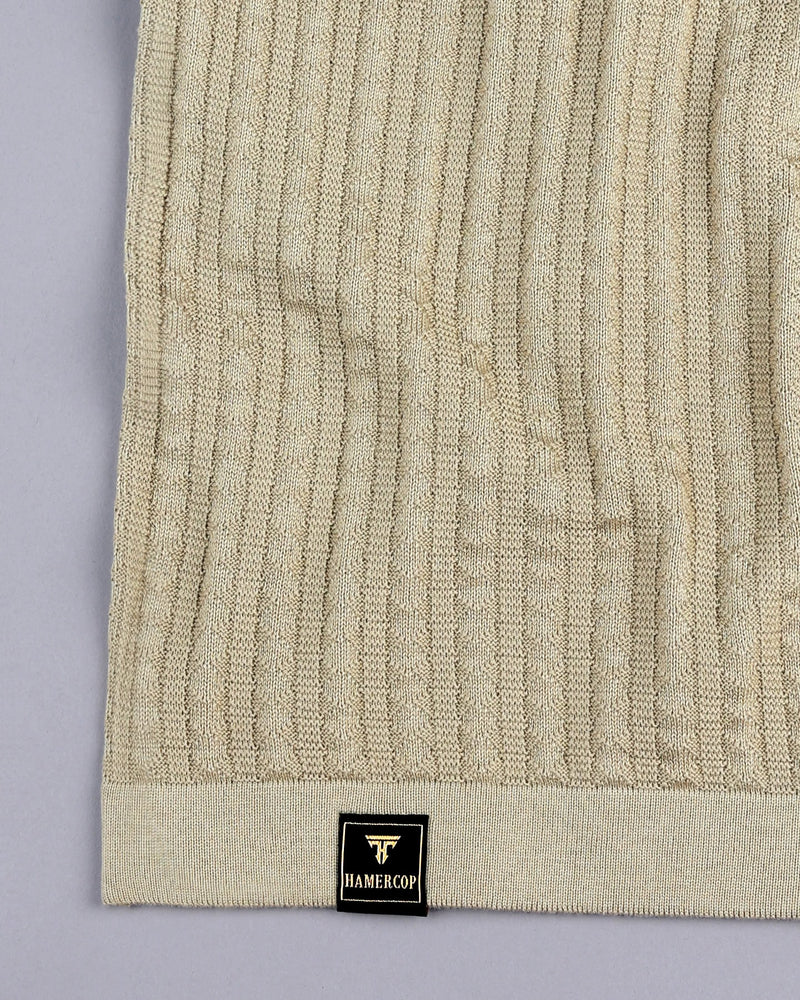 Spectra Oat Cream Knitted Cotton Polo T-Shirt