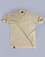 Spectra Oat Cream Knitted Cotton Polo T-Shirt