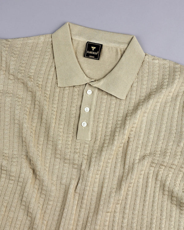 Spectra Oat Cream Knitted Cotton Polo T-Shirt