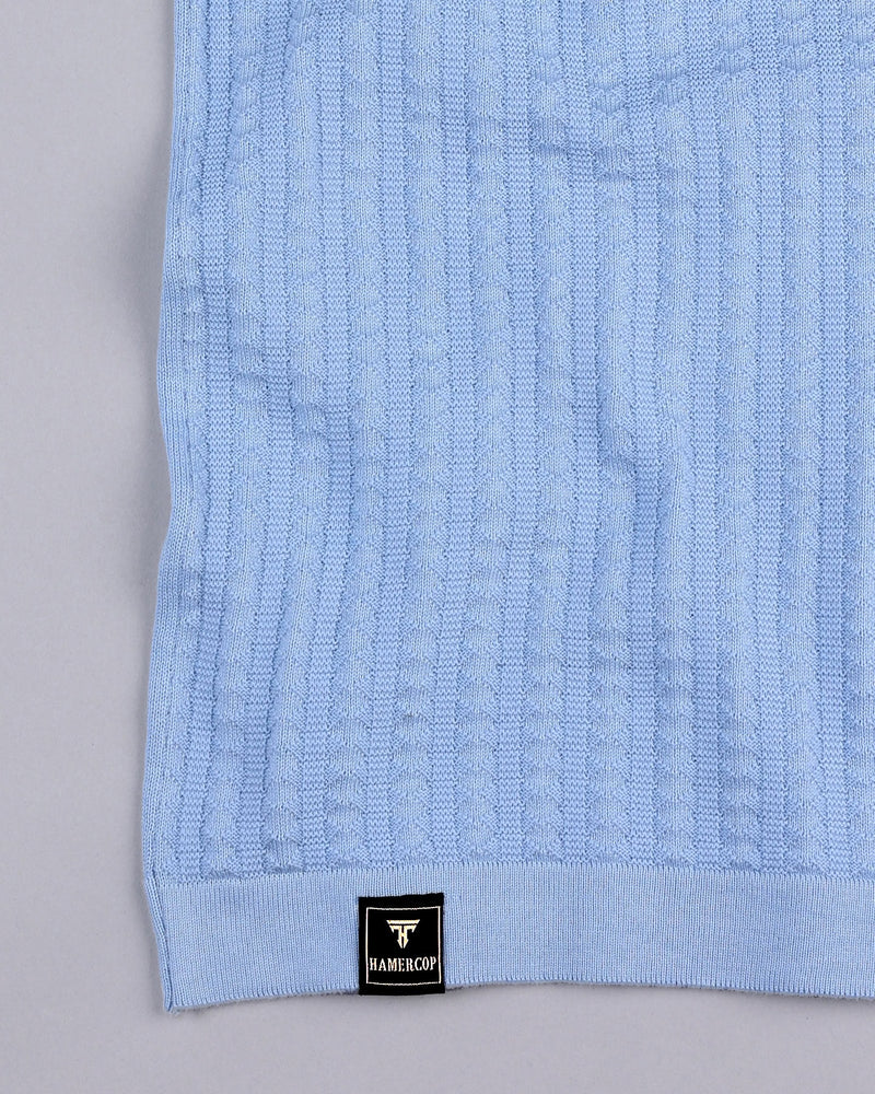 Spectra SkyBlue Knitted Cotton Polo T-Shirt