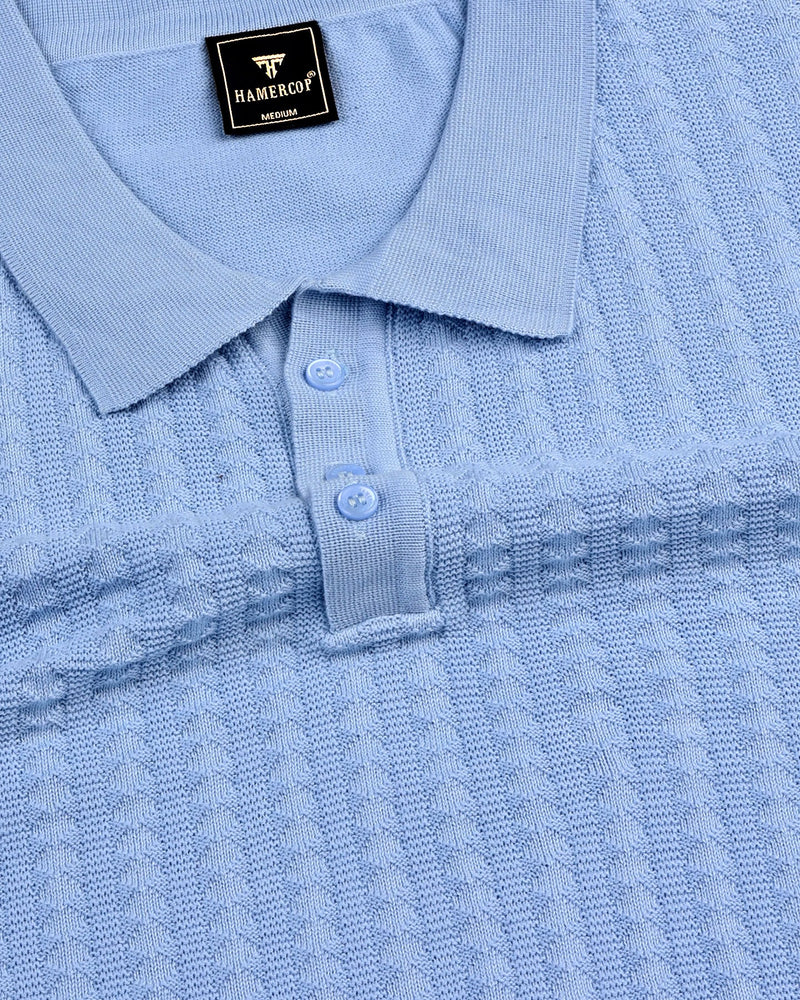 Spectra SkyBlue Knitted Cotton Polo T-Shirt