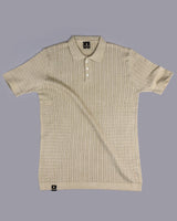 Potenza Clay Cream Knitted Cotton Polo T-Shirt