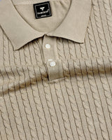 Potenza Clay Cream Knitted Cotton Polo T-Shirt