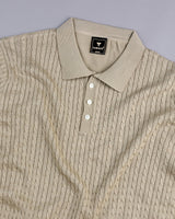 Potenza Clay Cream Knitted Cotton Polo T-Shirt